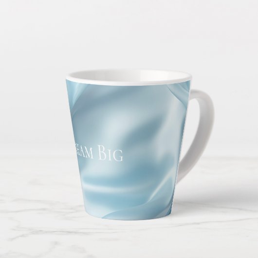 かわいらしフェミニンライトブルーフェイクサテン カフェラテマグ (右アングル)