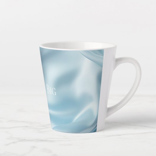 かわいらしフェミニンライトブルーフェイクサテン カフェラテマグ (右)