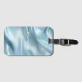 かわいらしフェミニンライトブルーフェイクサテン ラゲッジタグ (正面横)
