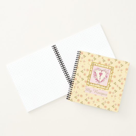 かわいらしフェミニン星のパターンパーソナライズされたレシピ ノートブック (内部)