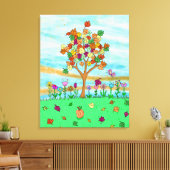 かわいらしフォークアお洒落ートオータムツリー紅葉 キャンバスプリント (インサイチュ (リビング))