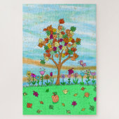 かわいらしフォークアお洒落ートオータムツリー紅葉 ジグソーパズル (縦)