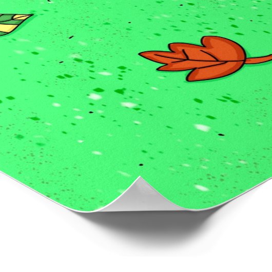 かわいらしフォークアお洒落ートオータムツリー紅葉 ポスター (角)