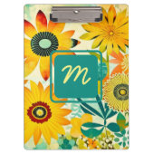 かわいらしフォークアートの花モノグラムの クリップボード (正面)
