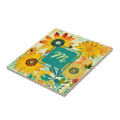 かわいらしフォークアートの花モノグラムの タイル (側面)