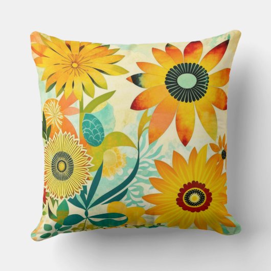 かわいらしフォークアートイエローフラワーズ クッション (裏面)