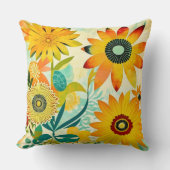 かわいらしフォークアートイエローフラワーズ クッション (正面)