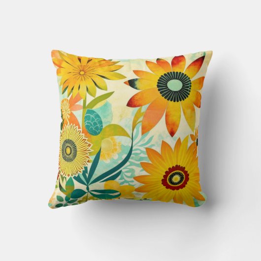 かわいらしフォークアートイエローフラワーズ クッション (裏面)