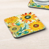 かわいらしフォークアートイエローフラワーズ コースター (左側)