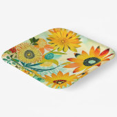 かわいらしフォークアートイエローフラワーズ ペーパープレート (傾斜あり)