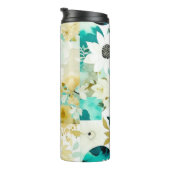 かわいらしフォークアートホワイトとターコイズの花 タンブラー (回転右)