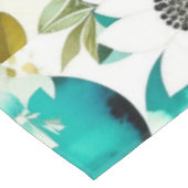 かわいらしフォークアートホワイトとターコイズの花 テーブルクロス (アングル)