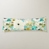 かわいらしフォークアートホワイトとターコイズの花 ボディピロー (裏面)