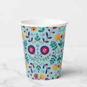 かわいらしフォークアート花の模様 紙コップ (裏面)