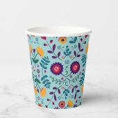 かわいらしフォークアート花の模様 紙コップ (正面)