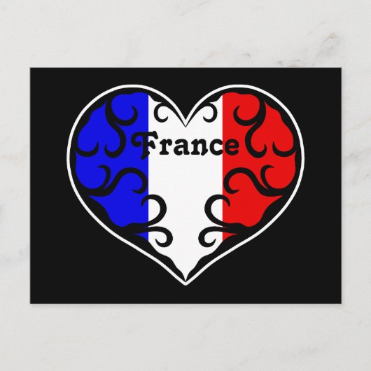 かわいらしフランスのハート ポストカード (正面)