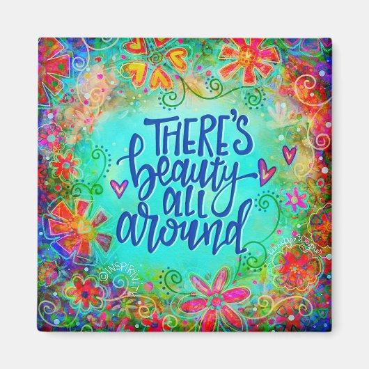 かわいらしフローラおもしろい美しいすべてのまわりに吸光度 マグネット (正面)