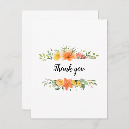 かわいらしフローラお礼またはフラットカード空白の サンキューカード
