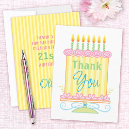 かわいらしフローラお誕生日ケーキ サンキューカード