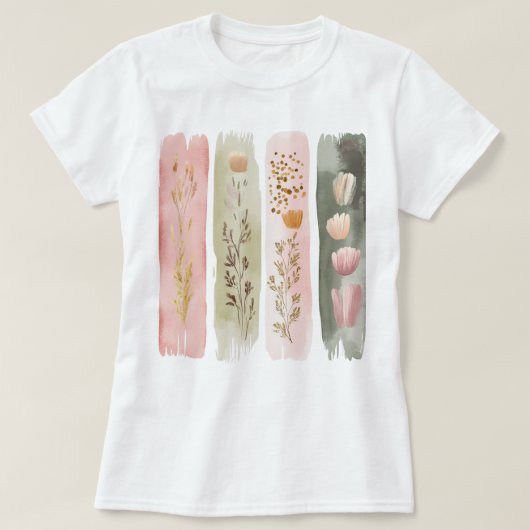 かわいらしフローラのブラシストローク Tシャツ (デザイン正面)