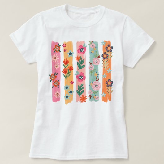 かわいらしフローラのブラシストローク Tシャツ (デザイン正面)