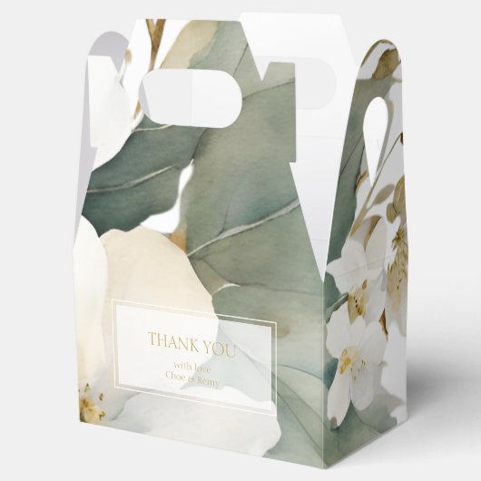 かわいらしフローラの葉ありがとうご結婚式の引き出物箱 フェイバーボックス (オープン)