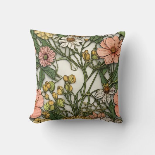 かわいらしフローラの装飾的な目を引く クッション (正面)