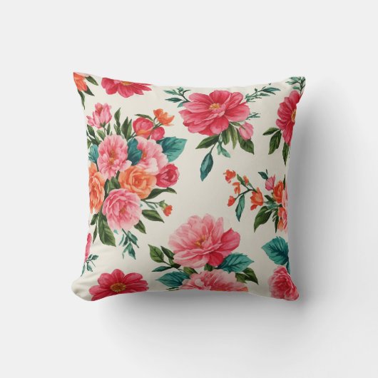かわいらしフローラの装飾的な目を引く クッション (正面)