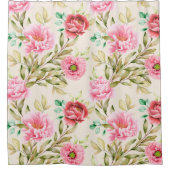 かわいらしフローラの装飾的な目を引く シャワーカーテン (正面)