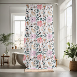 かわいらしフローラの装飾的な目を引く シャワーカーテン