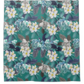 かわいらしフローラの装飾的な目を引く シャワーカーテン (正面)