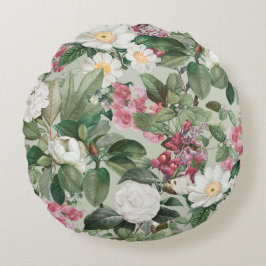 かわいらしフローラの装飾的な目を引く ラウンドクッション