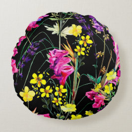 かわいらしフローラの装飾的な目を引く ラウンドクッション