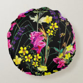 かわいらしフローラの装飾的な目を引く ラウンドクッション (裏面)