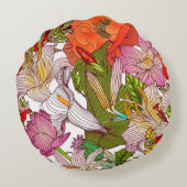 かわいらしフローラの装飾的な目を引く ラウンドクッション (裏面)