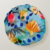 かわいらしフローラの装飾的な目を引く ラウンドクッション (裏面)