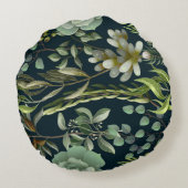 かわいらしフローラの装飾的な目を引く ラウンドクッション (裏面)