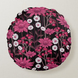 かわいらしフローラの装飾的な目を引く ラウンドクッション