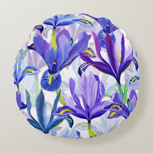 かわいらしフローラの装飾的な目を引く ラウンドクッション (正面)