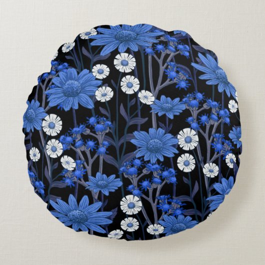 かわいらしフローラの装飾的な目を引く ラウンドクッション (正面)
