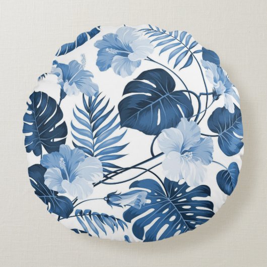 かわいらしフローラの装飾的な目を引く ラウンドクッション (正面)