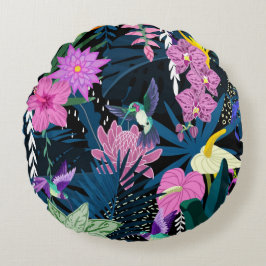 かわいらしフローラの装飾的な目を引く ラウンドクッション