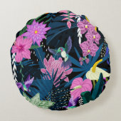 かわいらしフローラの装飾的な目を引く ラウンドクッション (裏面)