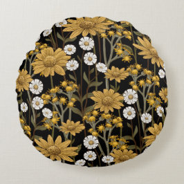 かわいらしフローラの装飾的な目を引く ラウンドクッション
