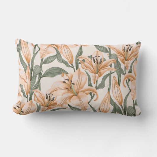 かわいらしフローラの装飾的な目を引く ランバークッション (正面)