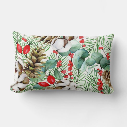 かわいらしフローラの装飾的な目を引く ランバークッション (正面)