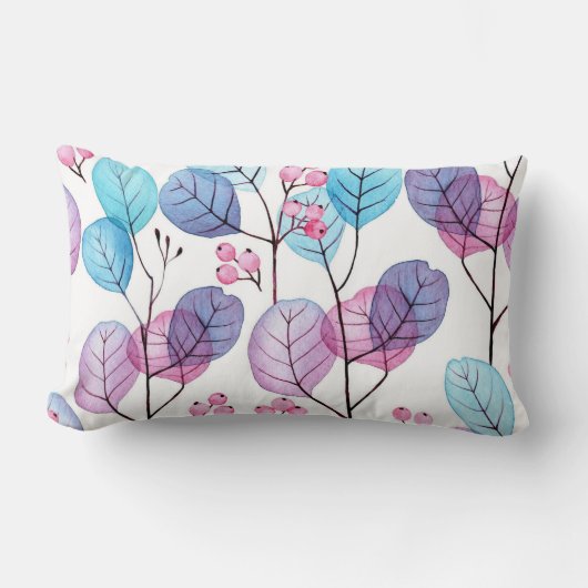 かわいらしフローラの装飾的な目を引く ランバークッション (正面)