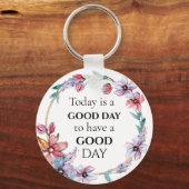 かわいらしフローラやる気を起こさせるリースグッドデイ引用文 キーホルダー (正面)