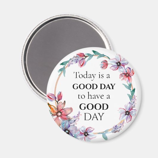 かわいらしフローラやる気を起こさせるリースグッドデイ引用文 マグネット (正面/裏面)