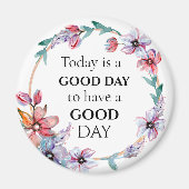 かわいらしフローラやる気を起こさせるリースグッドデイ引用文 マグネット (正面)